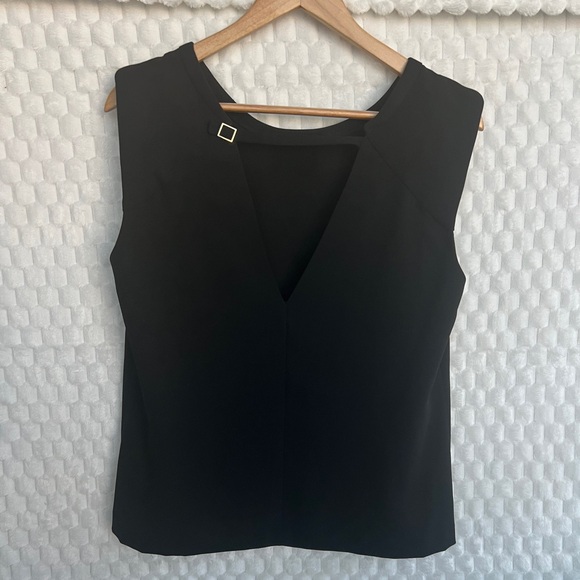 Zara Woman Large Sleeveless Black Shoulder Roll Padded Top - Picture 2 of 13